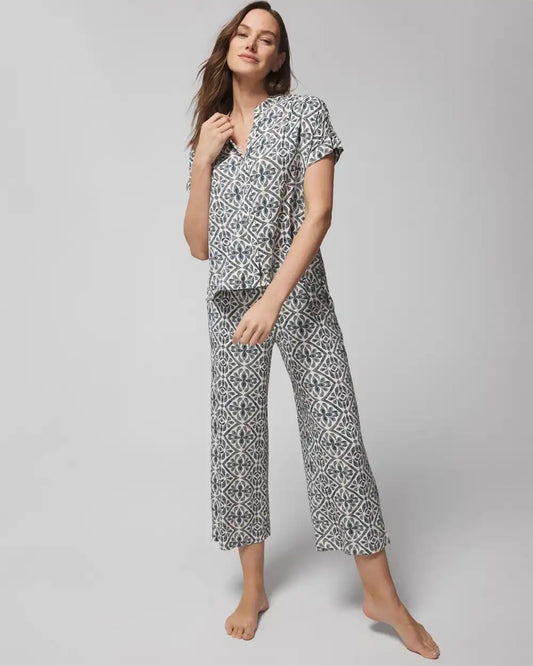 Short-Sleeve Button-Front Pajama Top