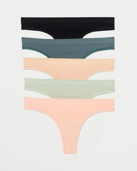 Rib Thong Panty 5 Pack