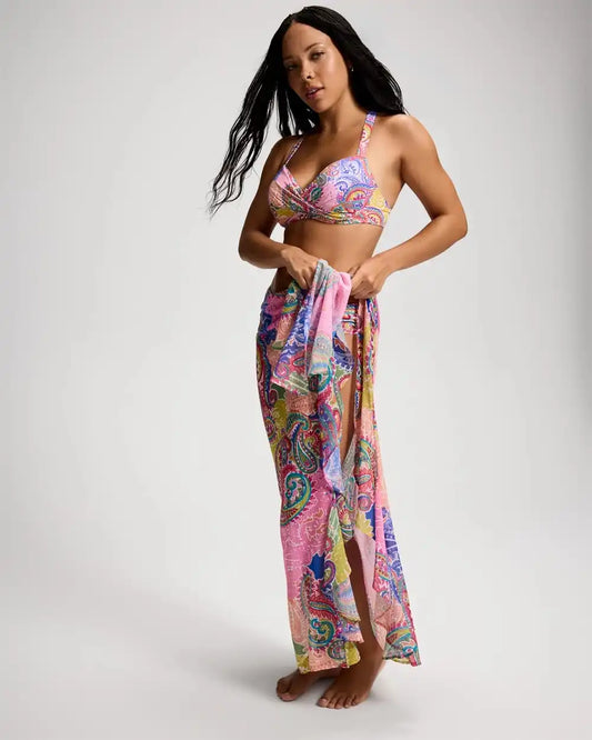 Bleu Rod Beattie La Vida Bohemia Chiffon Ruffle Sarong Swim Cover-Up