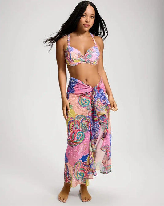 Bleu Rod Beattie La Vida Bohemia Chiffon Ruffle Sarong Swim Cover-Up