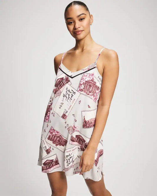 Piped Chemise with Shelf Bra