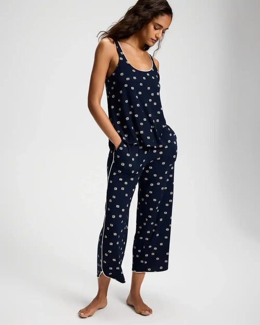 Piped Pajama Tank with Shelf Bra