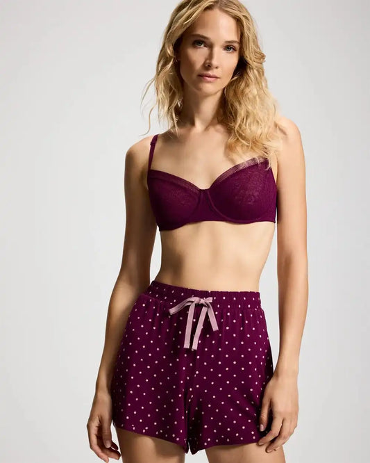 Curved Hem Pajama Shorts
