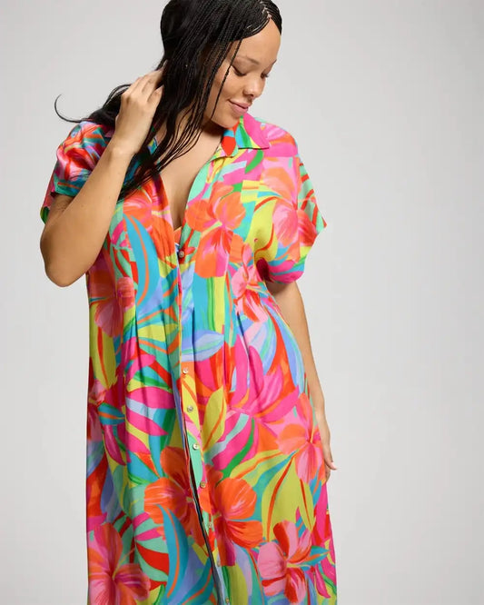Bellissimo Botanica Rayon Pleated Dress