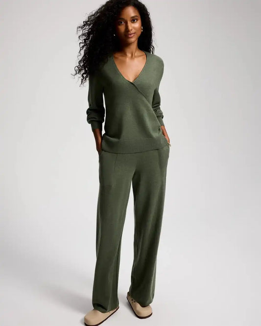 Sweater Surplice Long-Sleeve Top