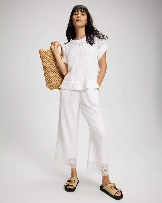 Cotton Mesh-Stitch Relaxed Fit Dolman Top