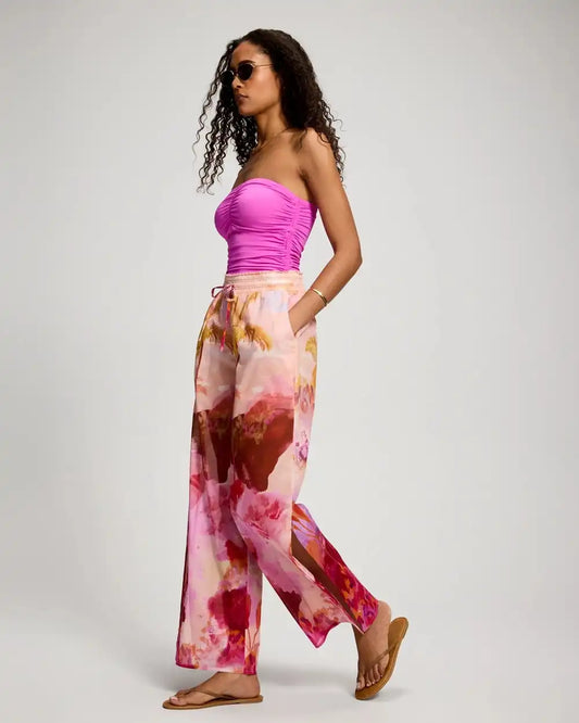 Cotton Voile Wide Leg Relaxed Pants