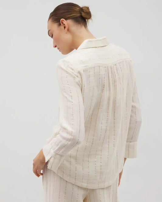 Long Sleeve Notch Collar Pajama Top