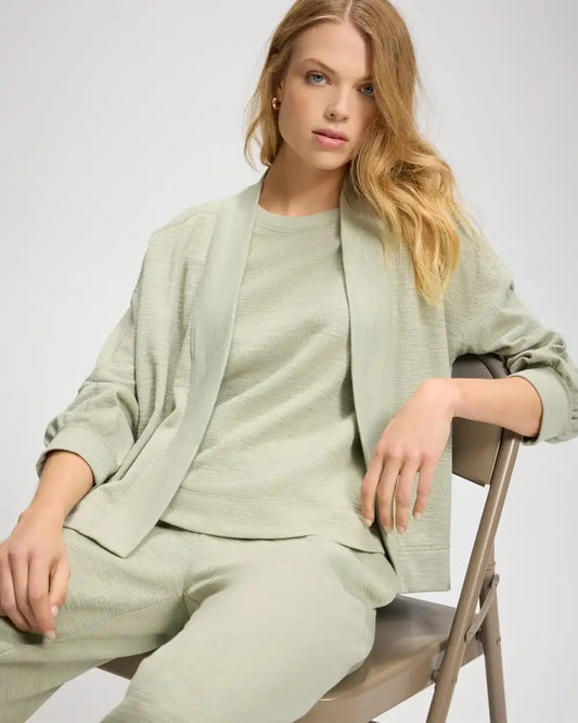 Slub French Terry Relaxed Open-Front Cardi