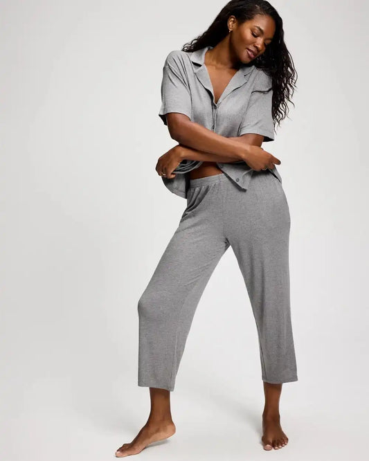 Relaxed Notch Collar Pajama Top