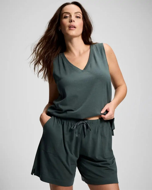 Relaxed Long Pajama Shorts
