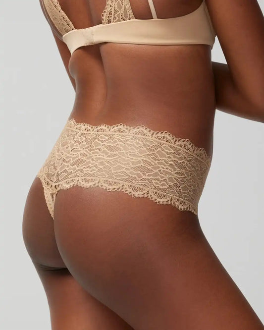 High-Waist Thong Panty with Enchanting Lace