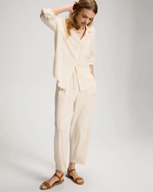 Textured Stripe Relaxed Collared Shirt