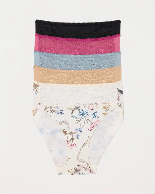 Edge High-Leg Brief Panty with Lace 5 Pack