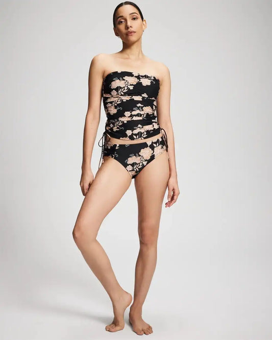 Shirred Bandeau Tankini Swim Top