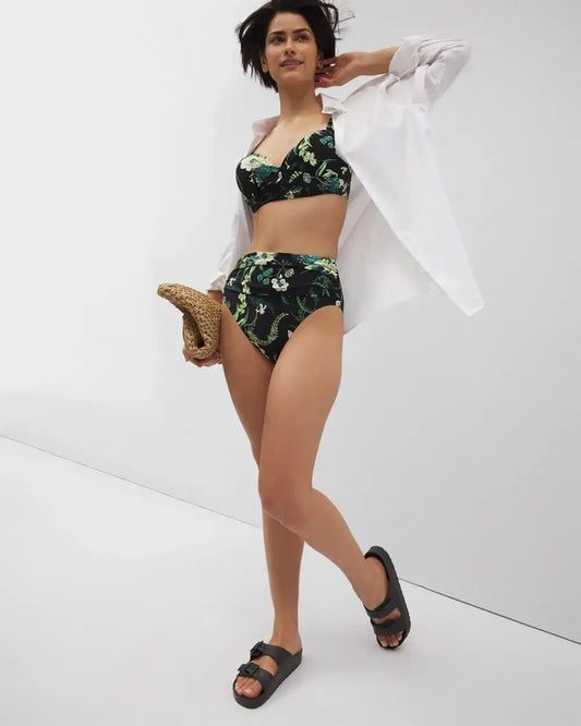Ruched High-Waist Bikini Bottom