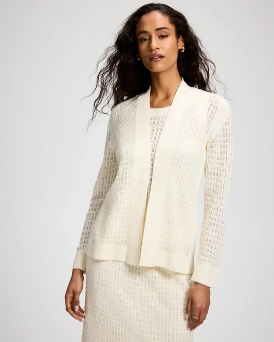 Cotton Pointelle Open Sweater Wrap
