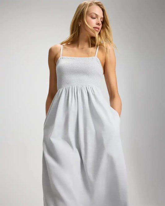 Beach Cotton Smocked Midi Dress
