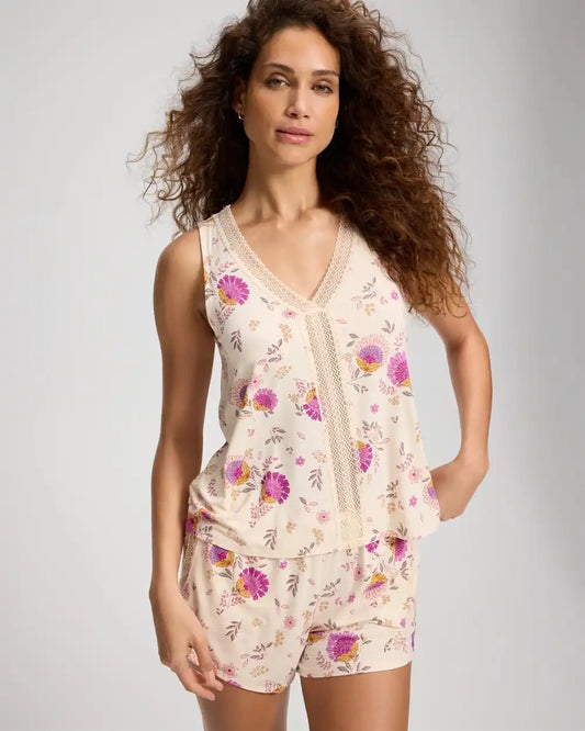 Macrame Trim Relaxed Pajama Tank