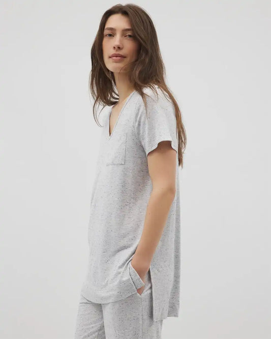 Slub Short Sleeve Tunic Pajama Tee