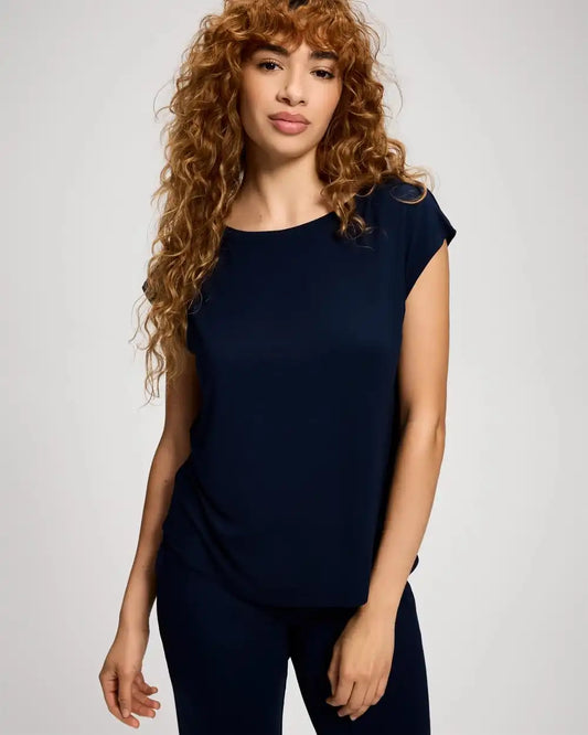 Short Sleeve Boat Neck Top