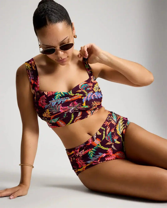 Ruched Longline Bikini Top