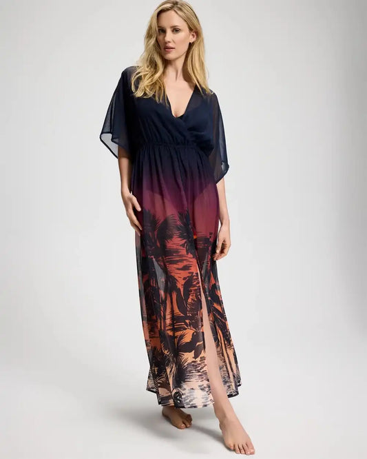 Bleu Rod Beattie La Caleta Sunset Chiffon Cover-Up Dress