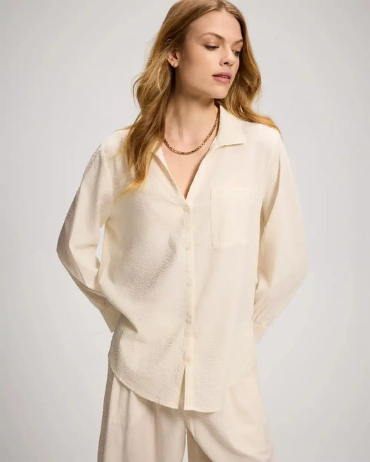 Textured Stripe Relaxed Collared Shirt