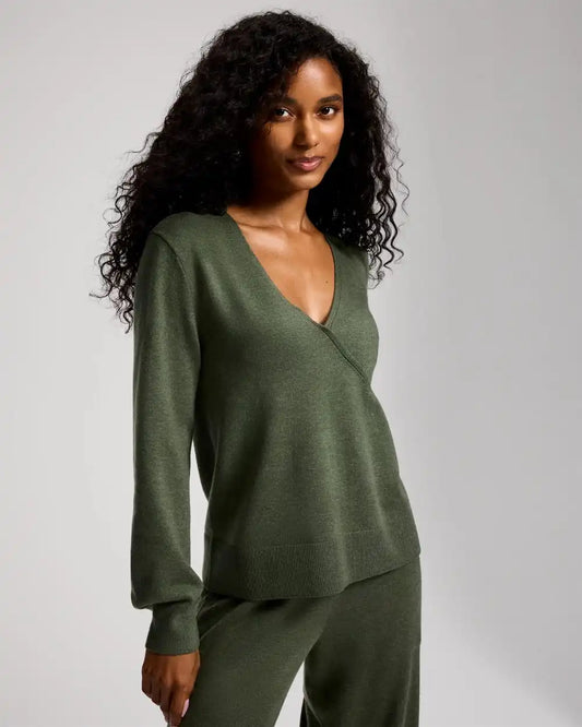 Sweater Surplice Long-Sleeve Top