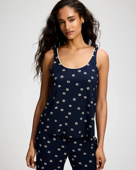 Piped Pajama Tank with Shelf Bra