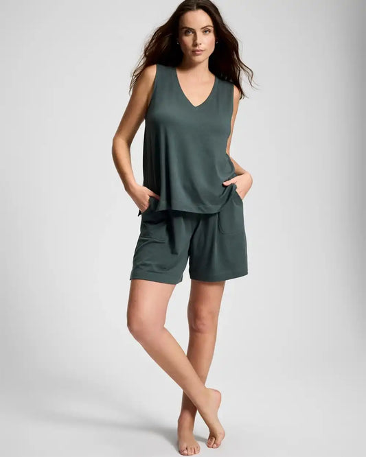 Relaxed Long Pajama Shorts