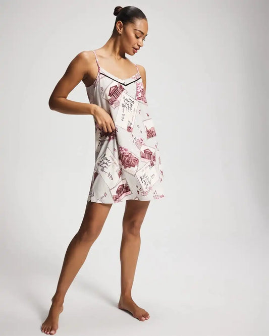 Piped Chemise with Shelf Bra