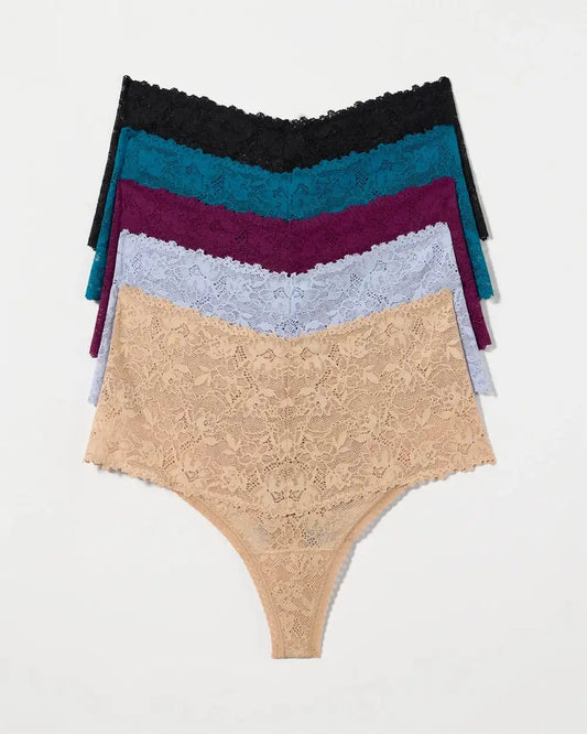 Perfect Lace High-Waist Thong Panty 5-Pack