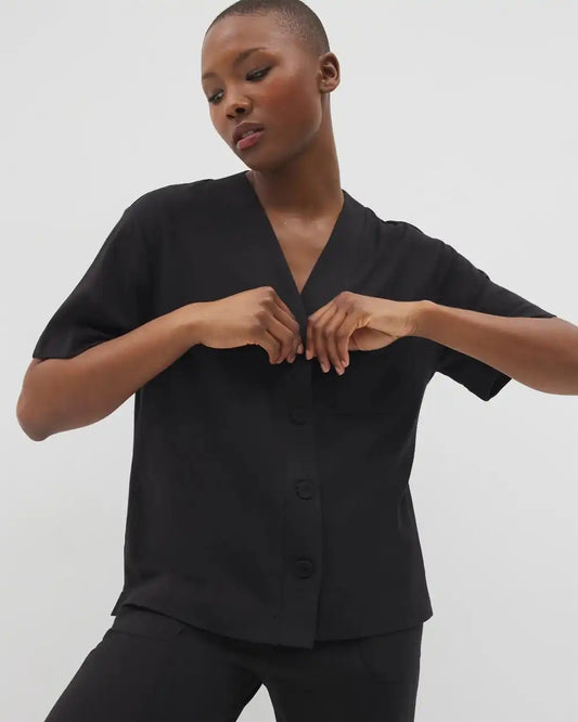 Button-Front Pajama Tee