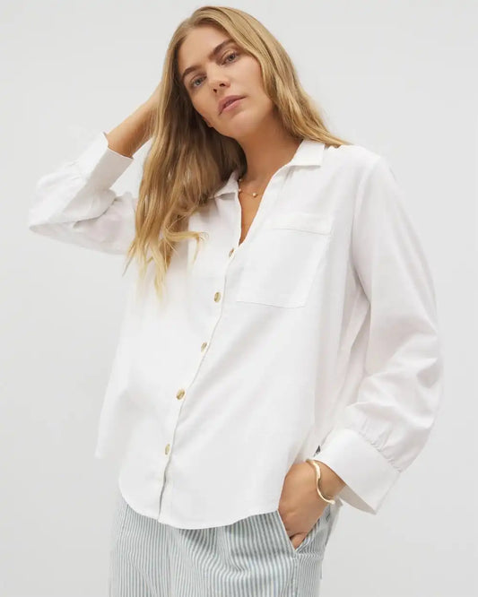 Beach Cotton Long Sleeve Button-Up