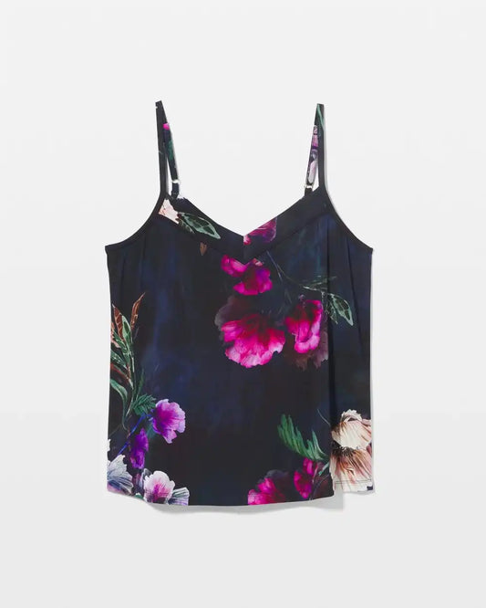 Piped Pajama Cami with Shelf Bra