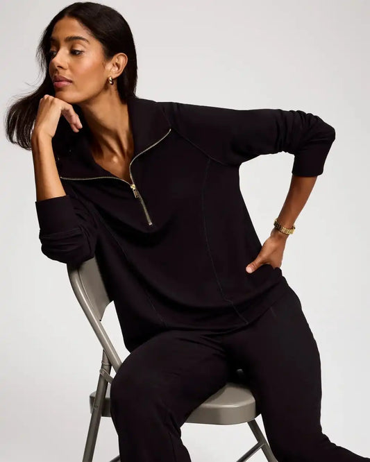 Ultra Soft Funnel Neck Quarter-Zip Top