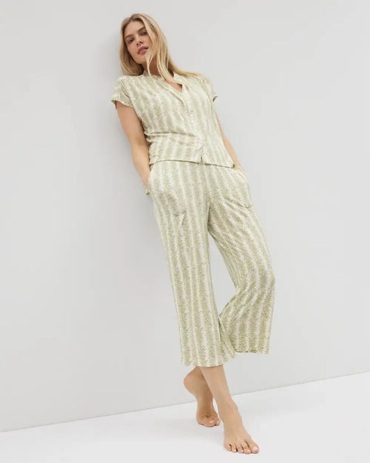 Mandarin Collar Short Sleeve Pajama Top